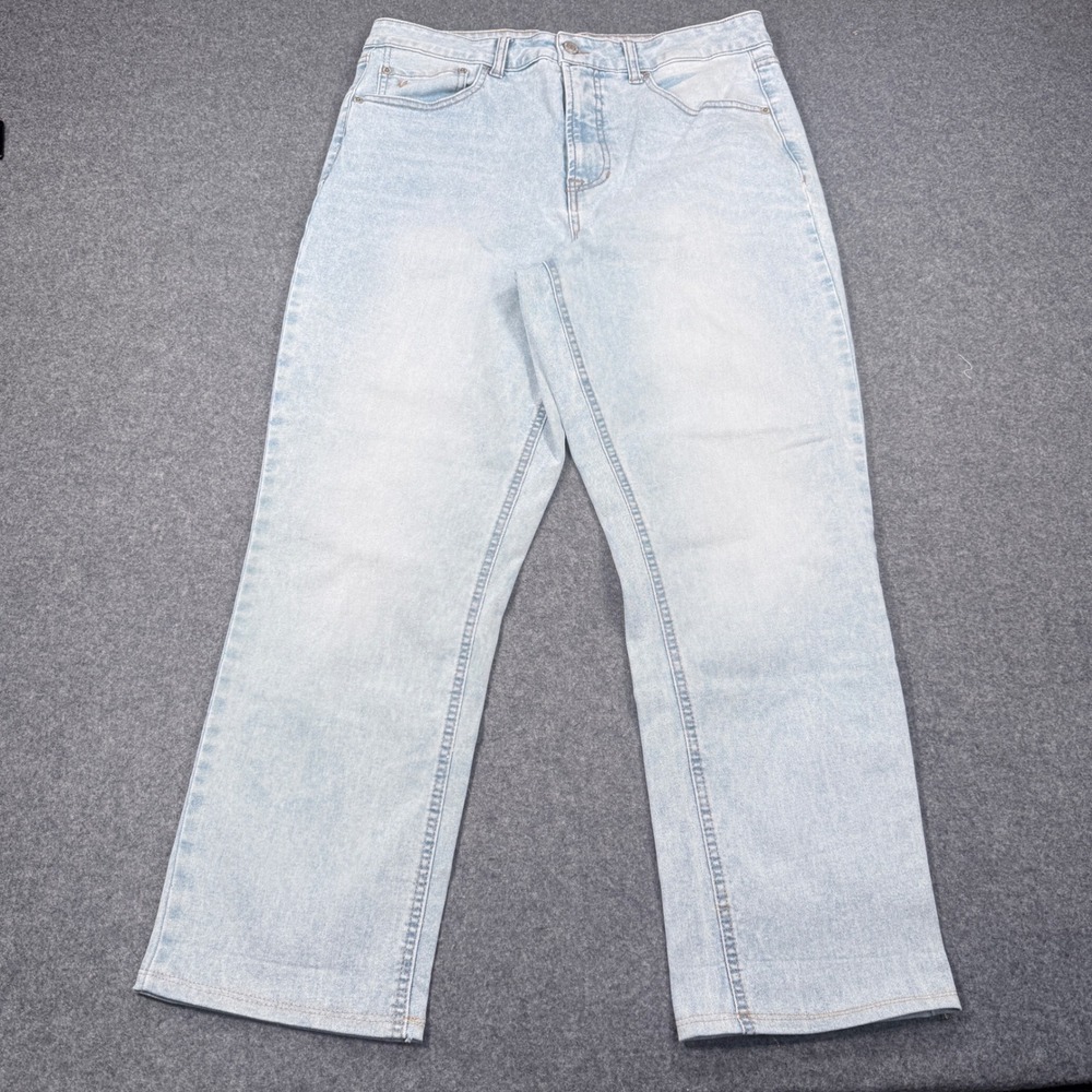 Frye Mens Light Wash Straight Leg Denim Jeans Blue Stretch Size 33x26